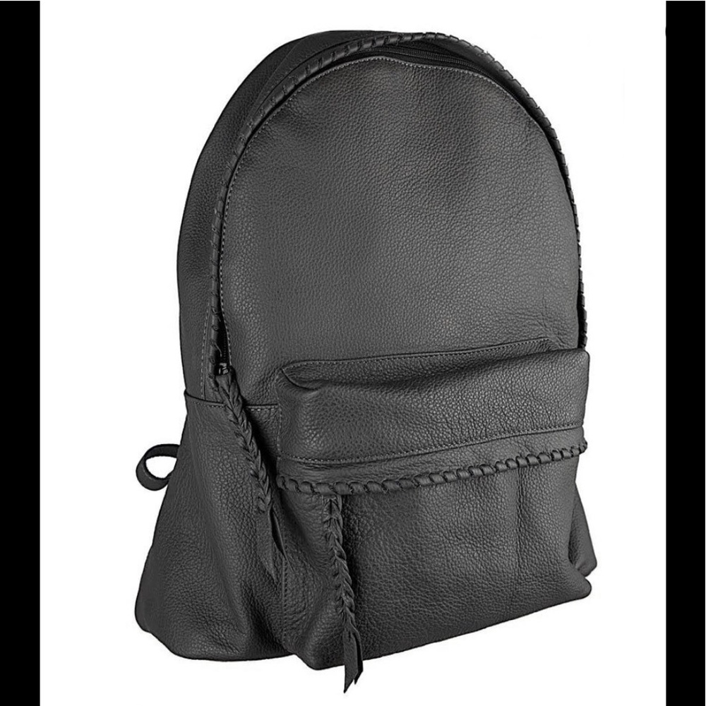 EUC JENNIFER HALEY Stitched Black Leather Backpack